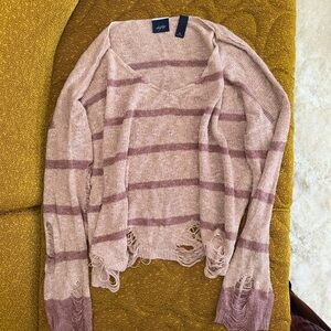 BUCKEL BRAND DAYTRIP DISTRESSED STRIPED KNIT SWEATER
Size: XL